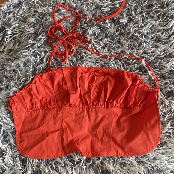 NWT Princess Polly Crop Backless Halter Top Coral Size 2 - Picture 1 of 7